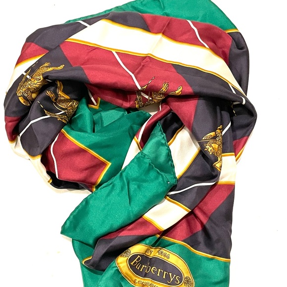 BURBERRY Women’s Prorsum Knight Silk Scarf Hand Rolled Vintage MADE IN ITALY - Picture 7 of 13